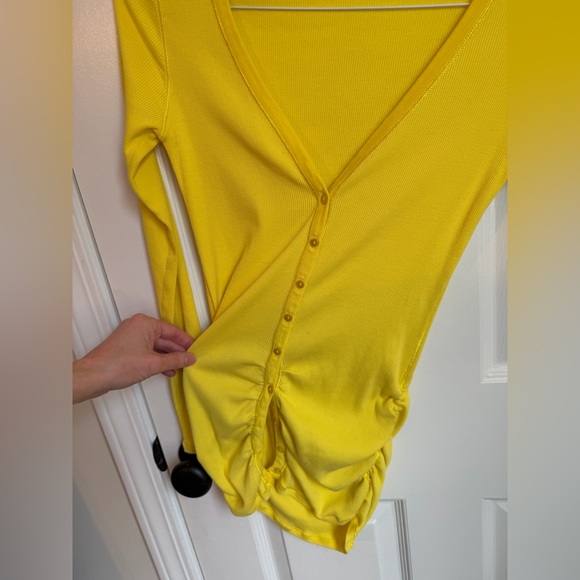 3/$15 | Victoria’s Secret Bright Yellow V-Neck Cotton Gathered Cardigan - Picture 3 of 6